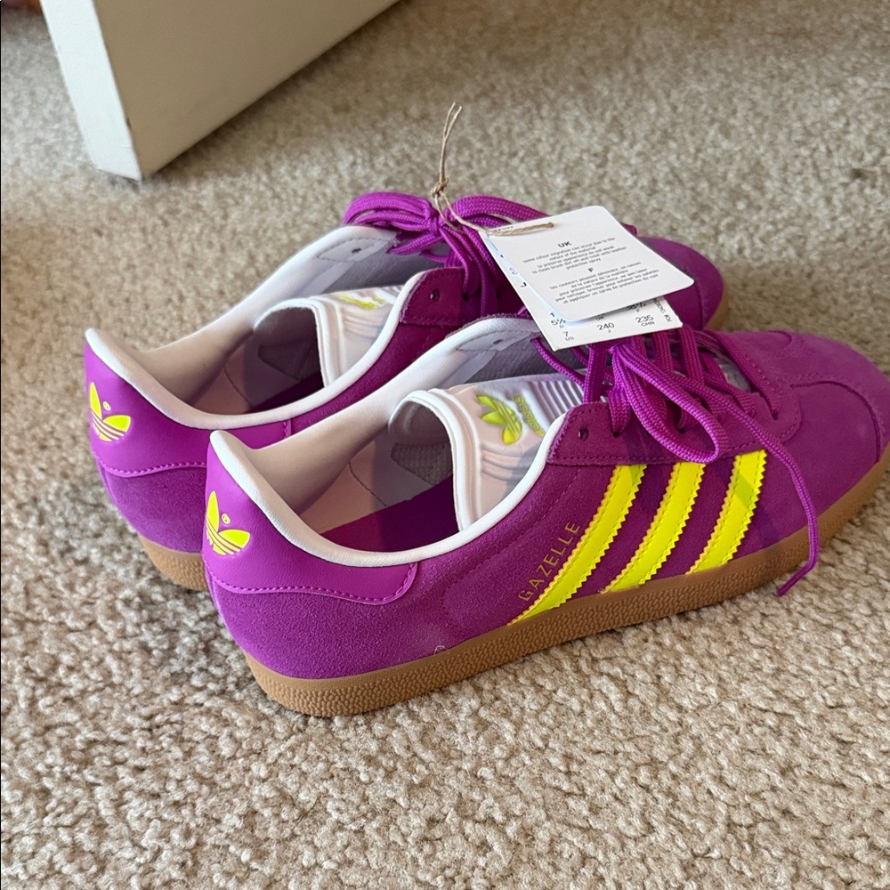 Adidas Gazelle Bold Purple with Yellow Stripes